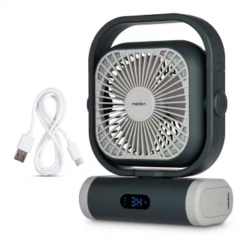 MEDION LIFE Camping Fan E10 TF (MD 12065) Grau/Weiß
