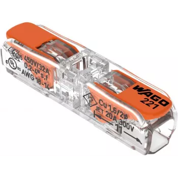 WAGO 221-2411 2-Leiter Kompakt-Verbinder, 0,2-4 mm², 60er-Pack