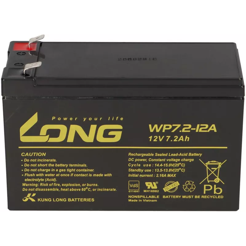 LONG WP7.2-12A AGM-Akku 12V 7,2Ah VdS