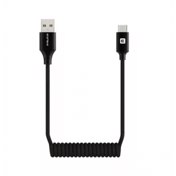 Evelatus AutoSpring Coiled Cable USB A to USB C 1,2m Schwarz