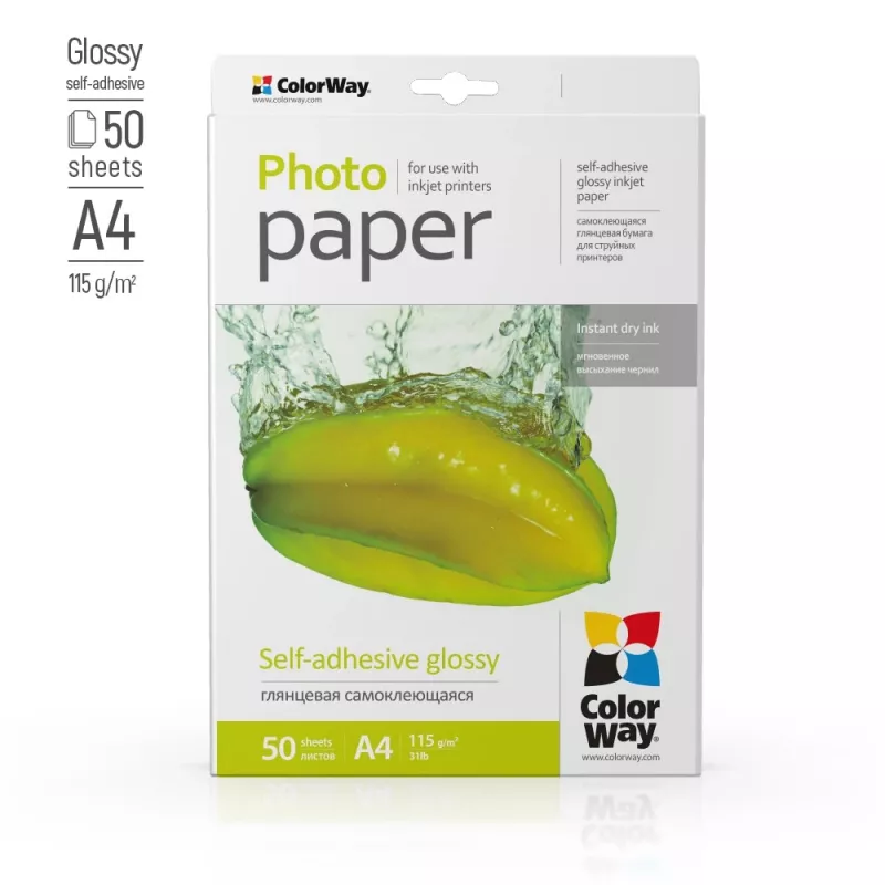 COLORWAY Selbstklebendes Fotopapier Glänzend 115 g/m² A4 5 Blatt