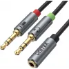 UNITEK Y-C957ABK 3.5mm Mini-Jack Audio Splitter Kabel, Buchse auf 2x Stecker, 20 cm, Schwarz