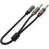 UNITEK Y-C957ABK 3.5mm Mini-Jack Audio Splitter Kabel, Buchse auf 2x Stecker, 20 cm, Schwarz