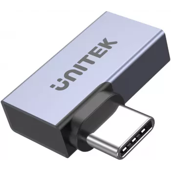 UNITEK USB-C Stecker auf USB-C Buchse rechtwinkliger Flachadapter 40Gbps 100W Space Gray