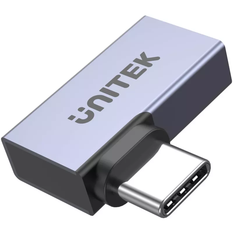 UNITEK USB-C Stecker auf USB-C Buchse rechtwinkliger Flachadapter 40Gbps 100W Space Gray