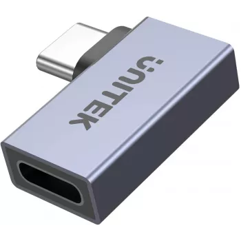 UNITEK USB-C Stecker auf USB-C Buchse rechtwinkliger Flachadapter 40Gbps 100W Space Gray