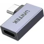 UNITEK USB-C Stecker auf USB-C Buchse rechtwinkliger Flachadapter 40Gbps 100W Space Gray