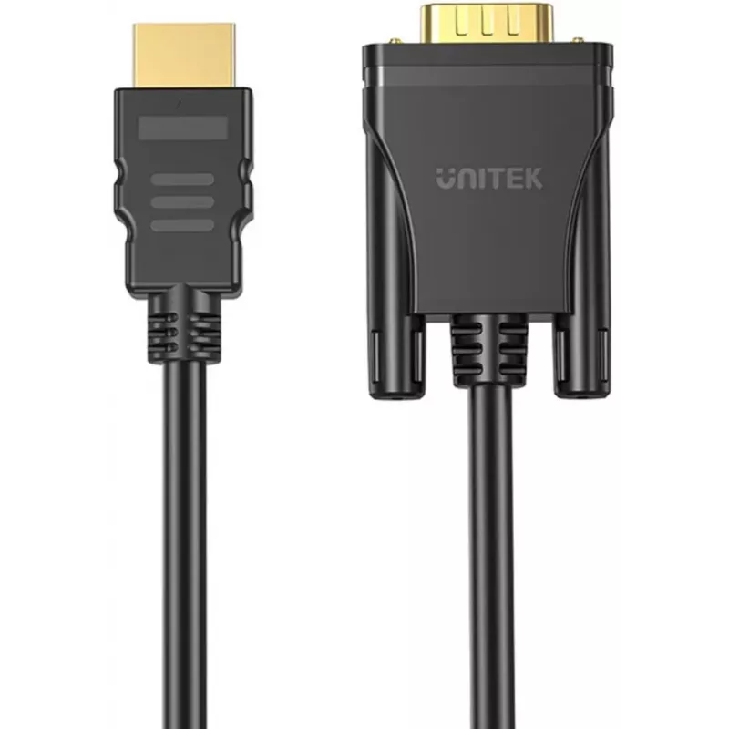 UNITEK HDMI-zu-VGA-Kabel, Full HD 1080p, 60Hz, 2m, Schwarz
