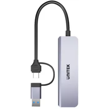 UNITEK 5-in-1 USB-C Hub mit SD- und MicroSD-Kartenleser, 5 Gbit/s, Space Grey