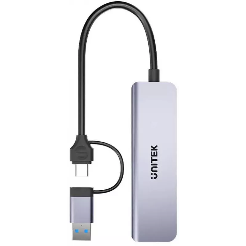 UNITEK 5-in-1 USB-C Hub mit SD- und MicroSD-Kartenleser, 5 Gbit/s, Space Grey