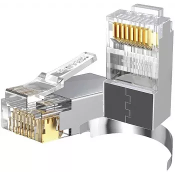 UNITEK Pass-Through RJ45 Cat.7 Stecker 50er-Pack, geschirmt, vergoldet, transparent