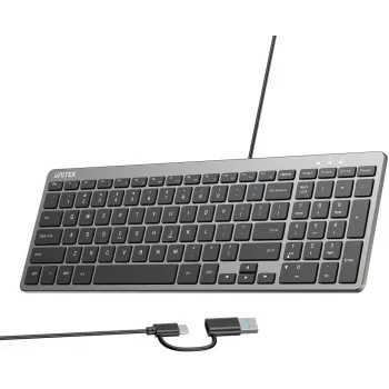 UNITEK SlimTap Leichte kabelgebundene Büro-Tastatur USB-C/USB-A