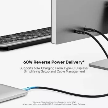 UNITEK USB-C Active Optical Cable 5m - 10Gbps, PD 60W, 8K@30Hz, Schwarz