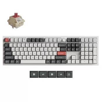 Keychron Q6U-P1 100% Full-Size Mechanische Gaming-Tastatur, Gateron G Pro 3.0 Milk POM Red Switch, Hot-Swap, 8K Polling Rate, RGB, QMK/VIA, CNC Aluminiumgehäuse, Double-Shot PBT Tastenkappen, USB-C Kabelgebunden