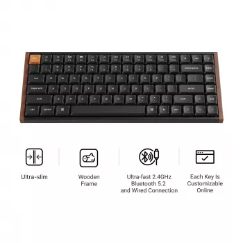 Keychron K3M-F1 75% Low-Profile Mechanische Tastatur, Gateron Red Switch, RGB Hot-Swap, Bluetooth 5.1 & USB-C, Schwarz