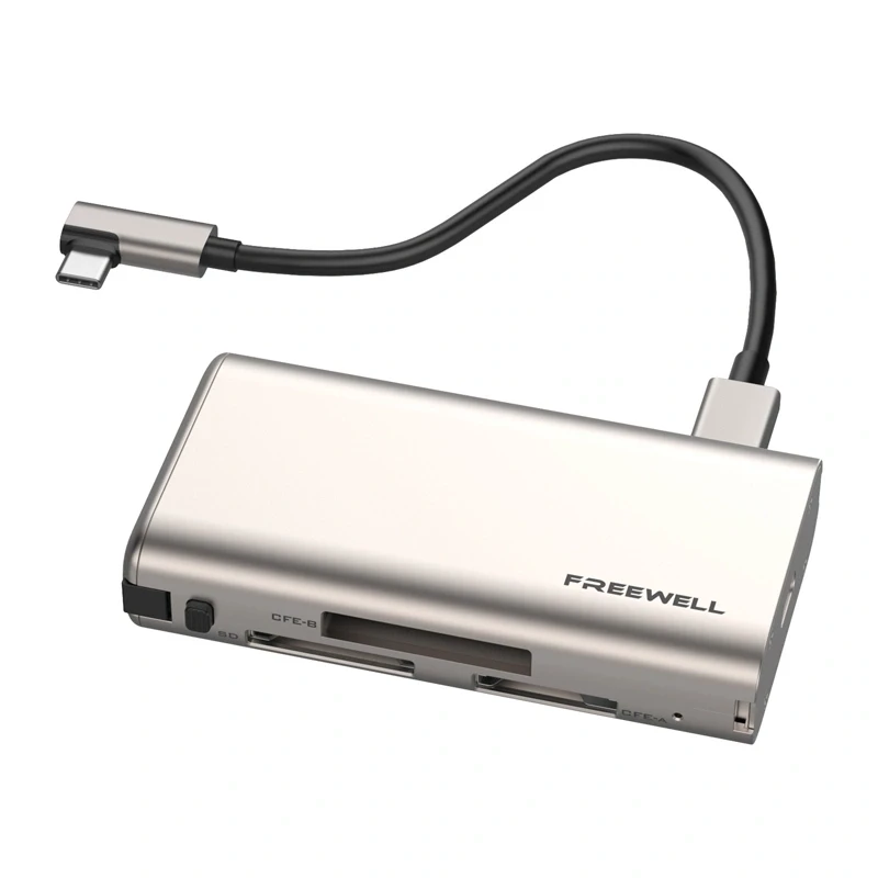 Freewell Pro Plus Card Reader USB 3.2 Gen 2 Type-C 10 Gbps SD MicroSD CFexpress Space Gray