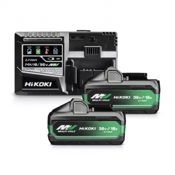 Hikoki 36V MultiVolt Akku 2,5 Ah (2er-Pack) mit Schnellladegerät UC18YSL3