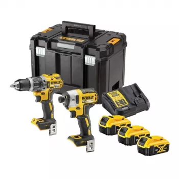 DEWALT 18V XR Bürstenloser Bohrschrauber & Schlagschrauber Twin Pack DCK266P3T mit 3x 5.0Ah Akkus, Ladegerät & TSTAK Koffer