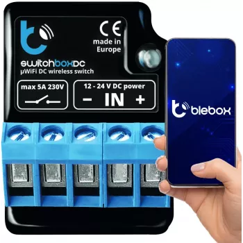 BLEBOX SwitchBoxDC Wi-Fi Relaismodul 1-Kanal 10A 12-24V DC