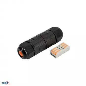 BEMKO IP68 3-poliger Kabelverbinder, Schnellanschluss, Schwarz