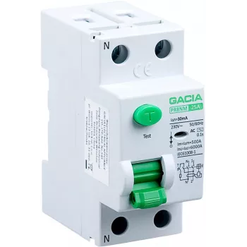 GACIA PR8NM 2P 25A 30mA AC RCCB Fehlerstromschutzschalter 6kA 2 Module