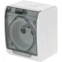 ELEKTRO-PLAST NASIELSK Hermes Einzel-Aufputz-Wetterfeste Steckdose mit Schutzkontakt 16A IP44 Rauchfarbene Klappe GNT 0321-01