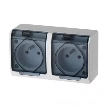 ELEKTRO-PLAST NASIELSK Hermes GNT Doppel-Wettersteckdose 16A IP44 mit Rauchklappe 0322-01