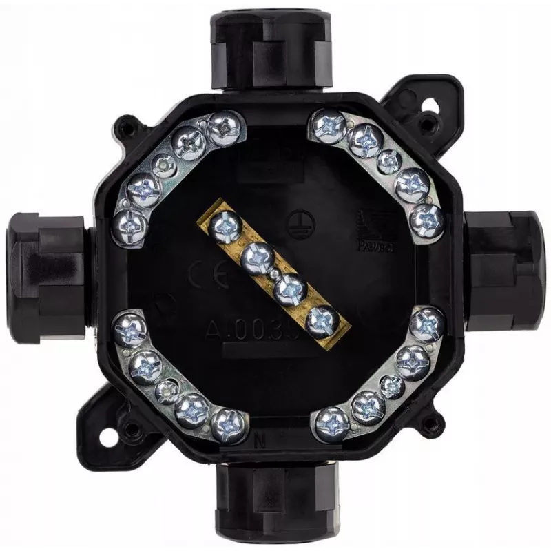PAWBOL A.0035C Aufputz-Hermetikkasten PG16, IP67 (5x4mm²), Schwarz