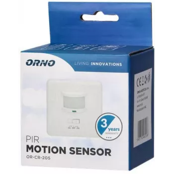 ORNO OR-CR-205 PIR-Bewegungsmelder, 360°, 6 m, 230 V, Weiß, Deckenunterputzmontage