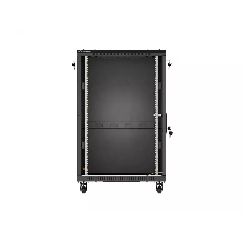 Lanberg 19 Zoll 18U 600x600 Schwarzer Standschrank mit Glastür (Flat Pack)