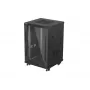 Lanberg 19 Zoll 18U 600x600 Schwarzer Standschrank mit Glastür (Flat Pack)