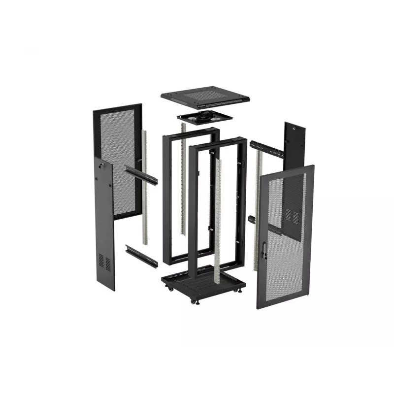 Lanberg 19 Zoll 18U 600x600 Schwarz Stand-Rack-Schrank mit perforierter Tür (Flat Pack)