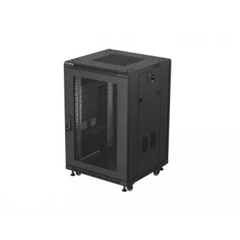 Lanberg 19 Zoll 18U 600x600 Schwarz Stand-Rack-Schrank mit perforierter Tür (Flat Pack)