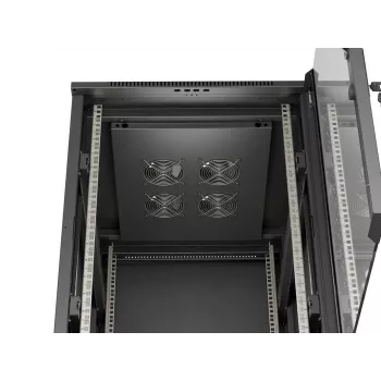 LANBERG 18U 19-Zoll Stand-Server-Rack-Schrank 600x800mm Schwarz mit gehärteter Glastür (Flat Pack)