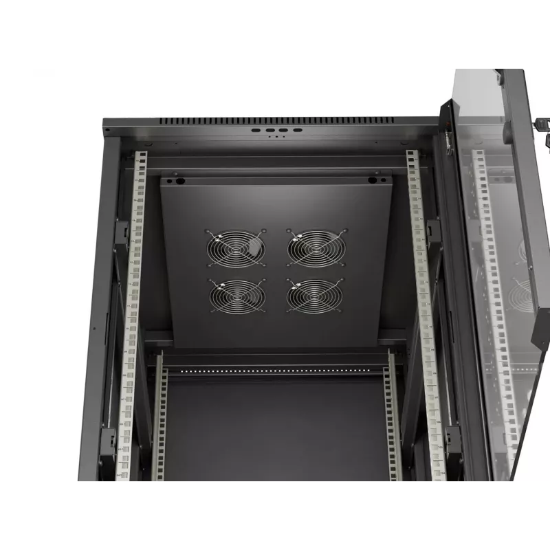 LANBERG 18U 19-Zoll Stand-Server-Rack-Schrank 600x800mm Schwarz mit gehärteter Glastür (Flat Pack)