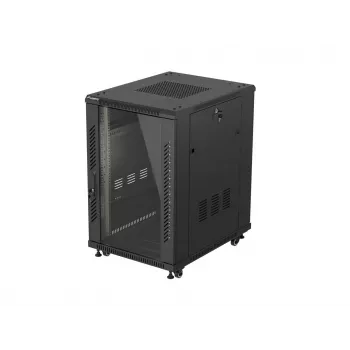 LANBERG 18U 19-Zoll Stand-Server-Rack-Schrank 600x800mm Schwarz mit gehärteter Glastür (Flat Pack)