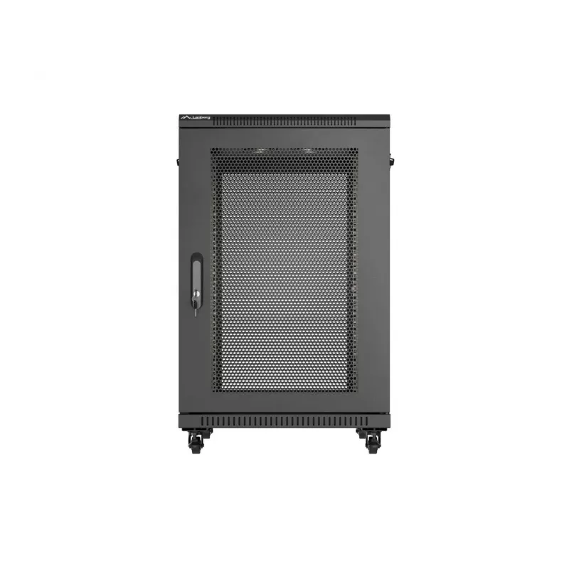 Lanberg 19 Zoll 18U 600x800 mm schwarzer Standschrank mit perforierten Türen (Flat Pack)