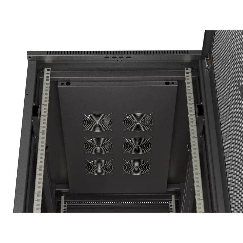 LANBERG 19 inch 27U Stand-Rack-Schrank 600x1000mm Schwarz mit perforierter Tür (Flat Pack)