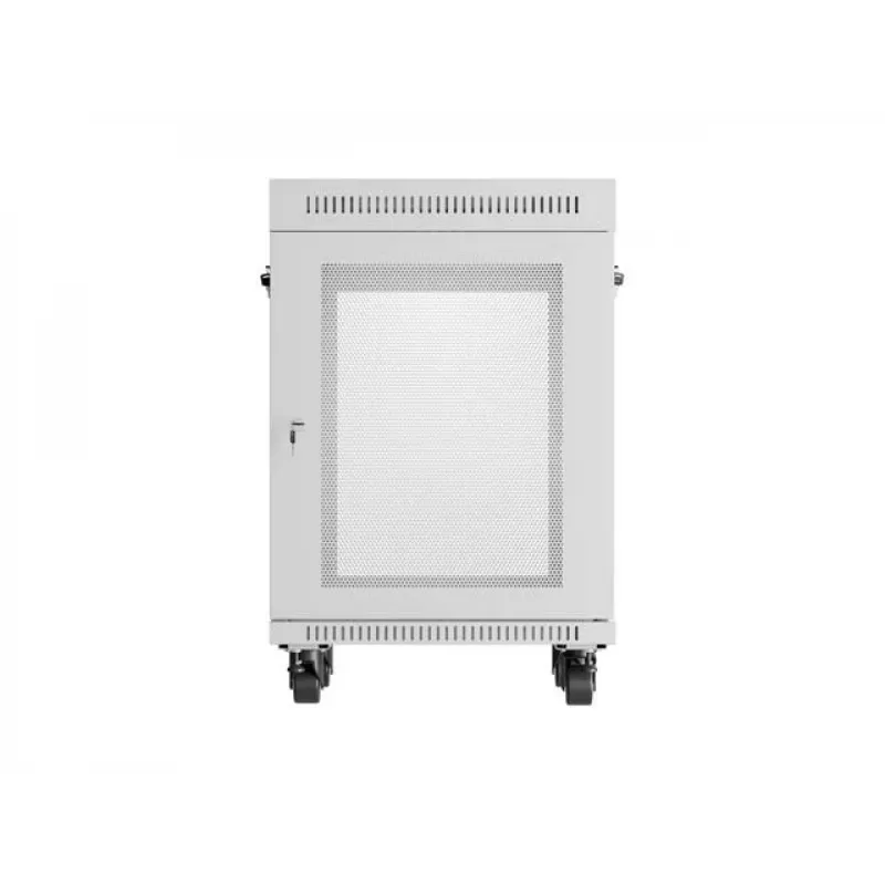 Lanberg FF01-6615-23SL Freestanding 19 Zoll Rack-Schrank 15U 600x600 Grau Perforierte Tür LCD Flat Pack
