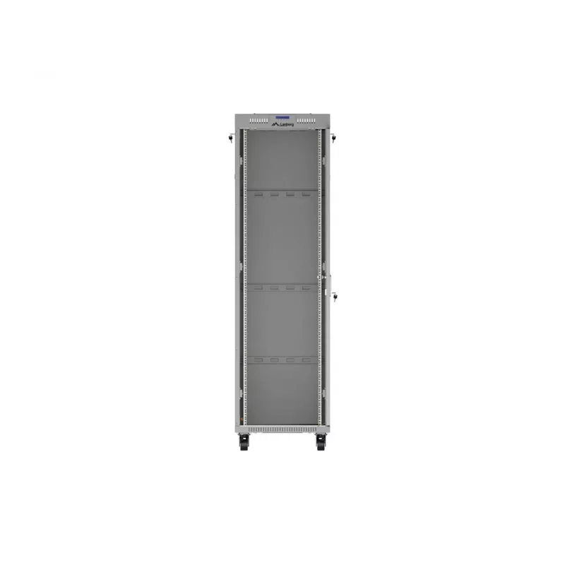 LANBERG 19 inch 42U Stand-Schrank 600x1000 mm Grau, gehärtete Glastür, LCD-Display, Flat Pack