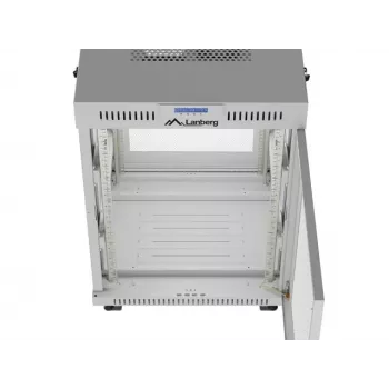 Lanberg 19 Zoll 15U 600x800 Grauer Standschrank mit perforierter Tür und LCD (Flat Pack)