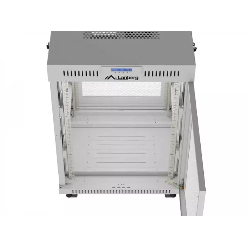 Lanberg 19 Zoll 15U 600x800 Grauer Standschrank mit perforierter Tür und LCD (Flat Pack)
