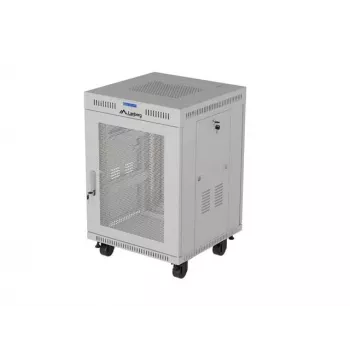 Lanberg 19 Zoll 15U 600x800 Grauer Standschrank mit perforierter Tür und LCD (Flat Pack)