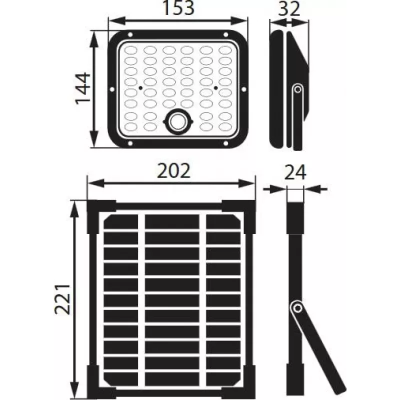 BEMKO SOLPAR Solar LED Flutlicht 10W 1500lm 3000/4000K IP65 Schwarz mit PIR-Sensor