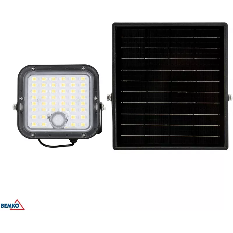 BEMKO SOLPAR Solar LED Flutlicht 10W 1500lm 3000/4000K IP65 Schwarz mit PIR-Sensor