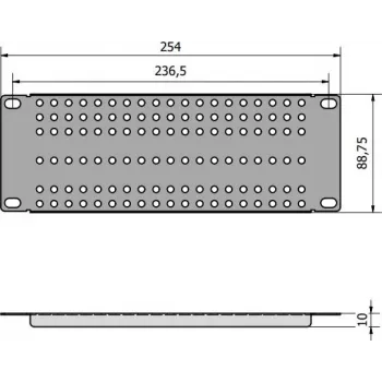 ATTE ADD-RACK10-2U1 10-Zoll 2U Rack-Montageadapter mit geraden Löchern, schwarz
