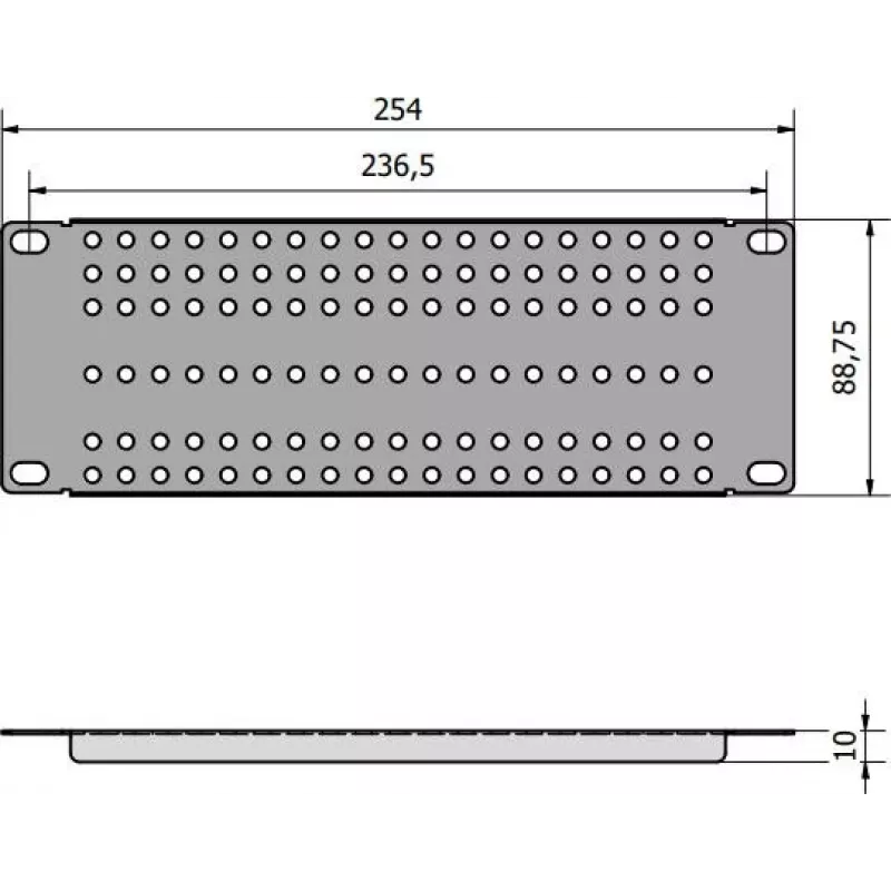 ATTE ADD-RACK10-2U1 10-Zoll 2U Rack-Montageadapter mit geraden Löchern, schwarz