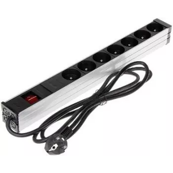 DELTA PD-7K/RACK 7-fach Schuko Steckdosenleiste 1U Rackmontage 230V 10A 2300W 3m Kabel Schwarz