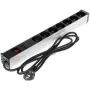 DELTA PD-7K/RACK 7-fach Schuko Steckdosenleiste 1U Rackmontage 230V 10A 2300W 3m Kabel Schwarz