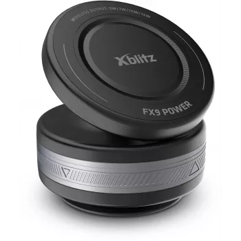 Xblitz FX9 Power Car Charging Holder mit Qi Wireless Charging, 10W, automatischer Klemme, Saugnapfhalterung